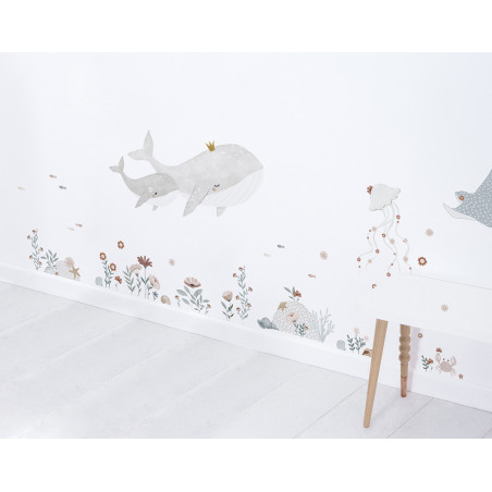 Sticker Lilipinso sous l'océan Baleines, Méduses, Crabes 64 x 90 cm