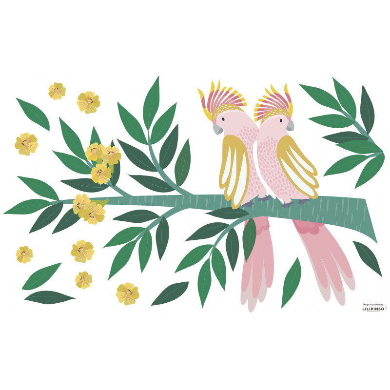 Sticker Lilipinso Duo de Cacatoès 64 x 40 cm