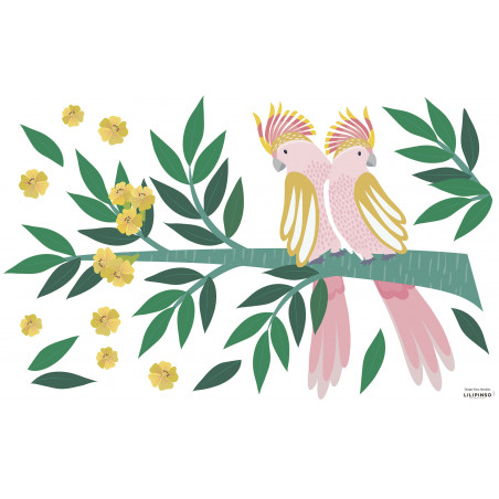 Sticker Lilipinso Duo de Cacatoès 64 x 40 cm