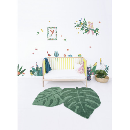 Sticker Lilipinso Oiseaux Tropicaux et feuilles 64 x 130 cm