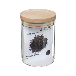 Bocaux de rangement en verre et bois couvercle hermétique Atmosphera