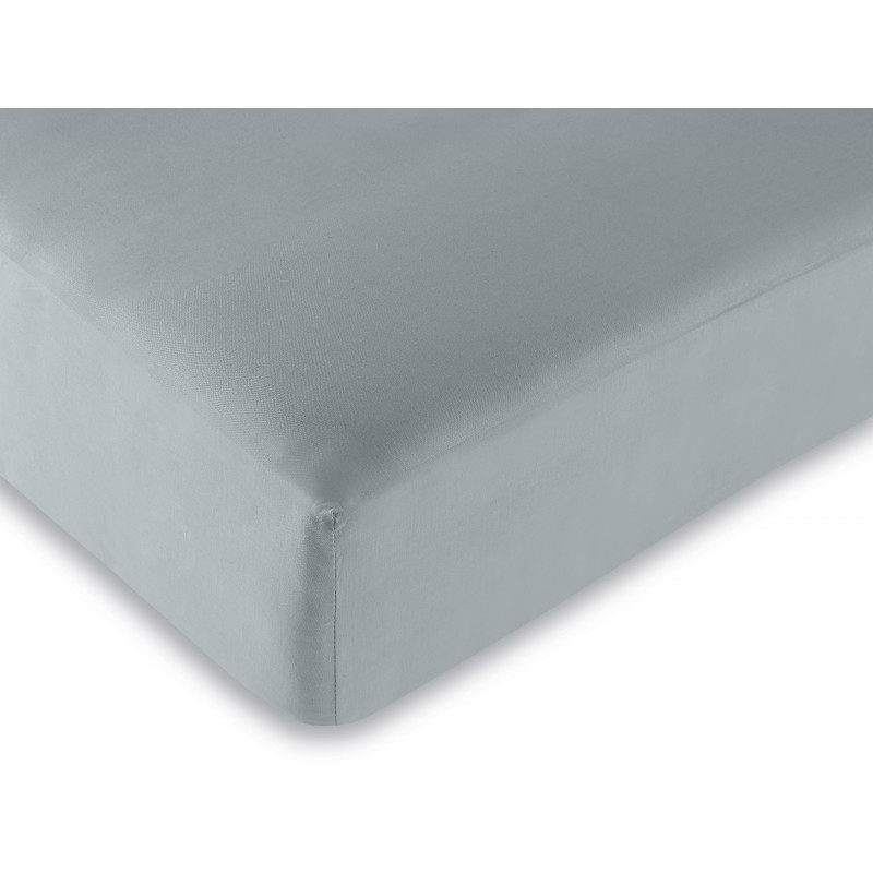 Drap housse Gris perle 90 x 190 cm / 100% coton / 57 fils/cm²