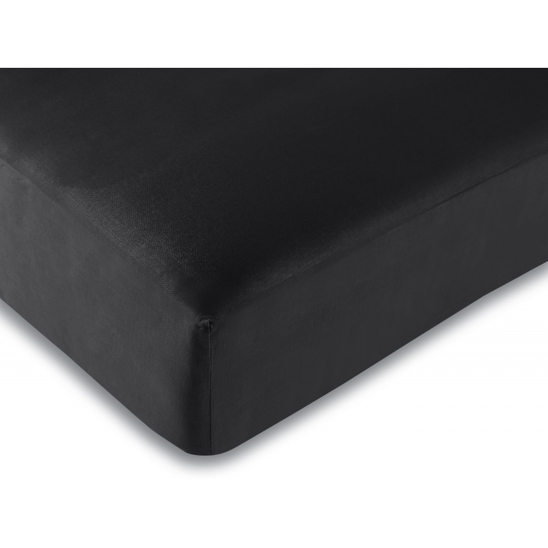 Drap housse Noir 90 x 190 cm / 100% coton / 57 fils/cm²