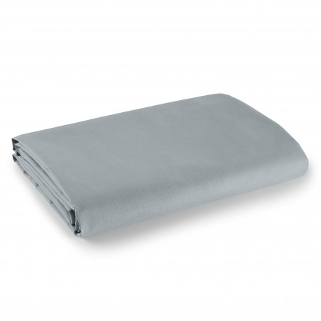 Drap plat Gris perle 240 x 300 cm pour lit 2 places 100% coton/57 fils/cm²