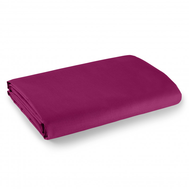 Drap plat Fushia 240 x 300 cm pour lit 2 places 100% coton/57 fils/cm²