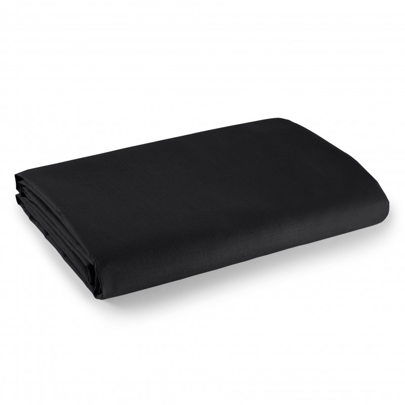 Drap plat Noir 240 x 300 cm pour lit 2 places 100% coton/57 fils/cm²