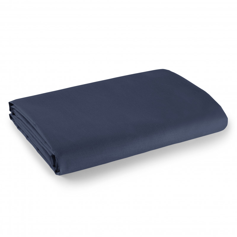 Drap plat Bleu marine 240 x 300 cm pour lit 2 places 100% coton/57 fils/cm²