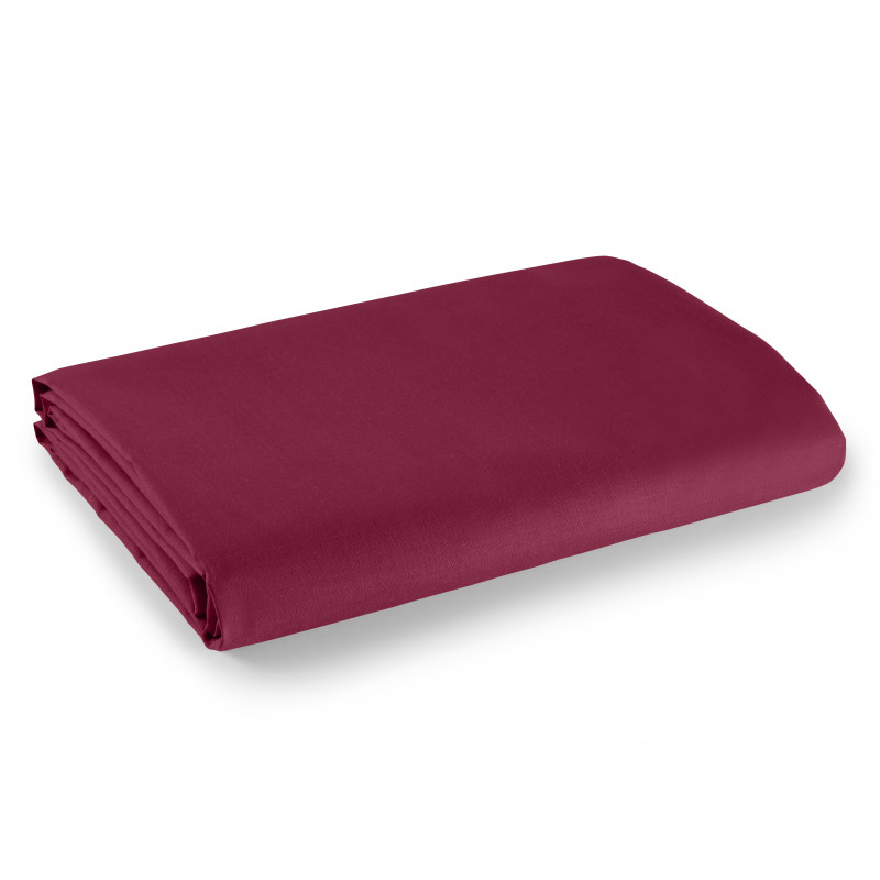 Drap plat Rouge 180 x 290 cm pour lit 1 place 100% coton/57 fils/cm²