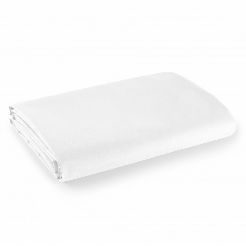 Drap plat Blanc 180 x 290 cm pour lit 1 place 100% coton/57 fils/cm²