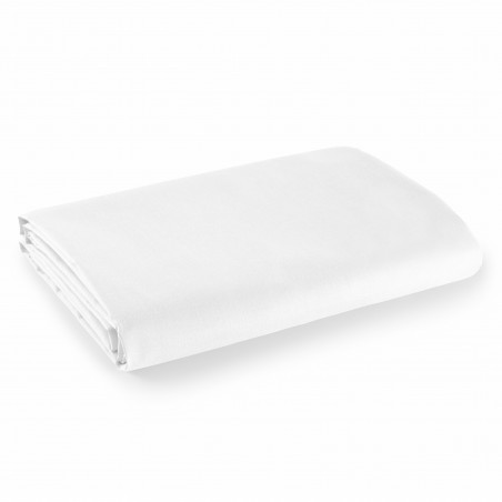 Drap plat Blanc 180 x 290 cm pour lit 1 place 100% coton/57 fils/cm²