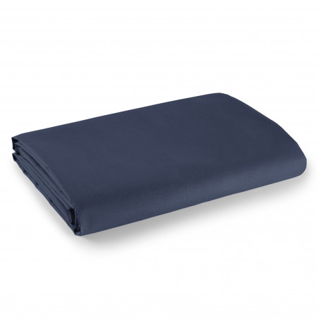 Drap plat Bleu marine 180 x 290 cm pour lit 1 place 100% coton/57 fils/cm²