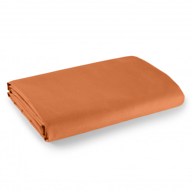 Drap plat Orange 180 x 290 cm pour lit 1 place 100% coton/57 fils/cm²