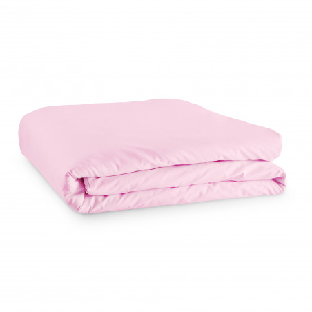 Housse de couette 140 x 200 unie rose pétale 100% Coton / 57 Fils/cm²