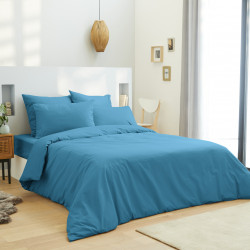 1 Housse de couette 240 x 220 unie turquoise 100% Coton / 57 Fils/cm²