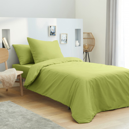 Housse de couette 140 x 200 unie anis 100% Coton / 57 Fils/cm²