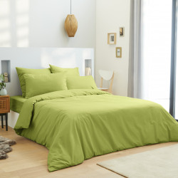 Housse de couette 240 x 220 unie anis 100% Coton / 57 Fils/cm²