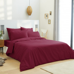Housse de couette 240 x 220 unie rouge 100% Coton / 57 Fils/cm²