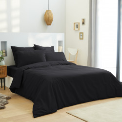 Housse de couette 240 x 220 unie noire 100% Coton / 57 Fils/cm²
