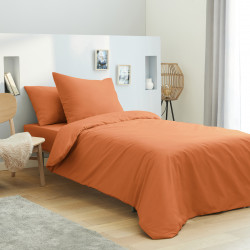 Housse de couette 140 x 200 unie orange 100% Coton / 57 Fils/cm²