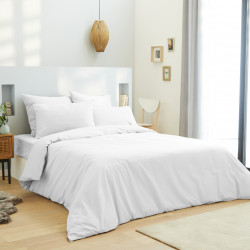 Housse de couette Blanc 260 x 240 cm / 100% Coton / 57 Fils/cm² pour lit 2 places "King Size"
