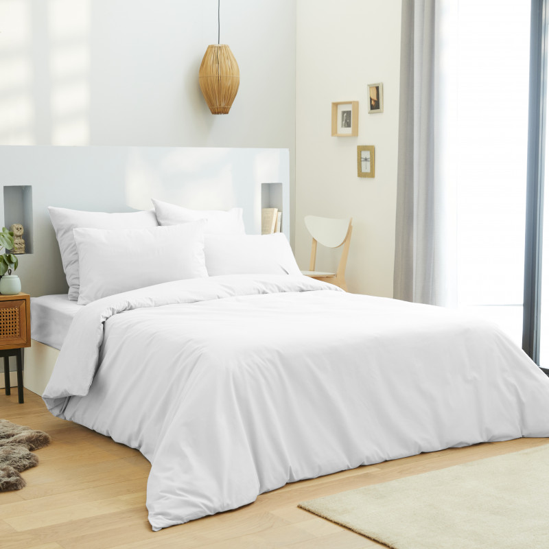 Housse de couette Blanc 260 x 240 cm / 100% Coton / 57 Fils/cm² pour lit 2 places "King Size"