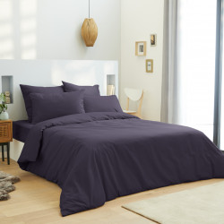 Housse de couette Prune  260 x 240 cm / 100% Coton / 57 Fils/cm² pour lit 2 places "King Size"