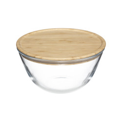 Saladier en verre Borosilicate 1L avec couvercle bambou Atmosphera