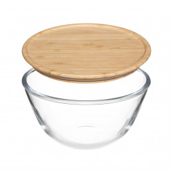 Saladier en verre Borosilicate 1L avec couvercle bambou Atmosphera