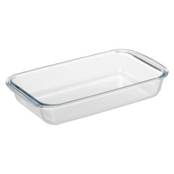 Plat en verre Borosilicate 29 x 18 cm avec couvercle bambou Atmosphera