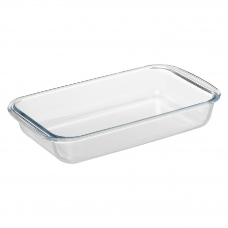 Plat en verre Borosilicate 29 x 18 cm avec couvercle bambou Atmosphera