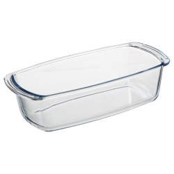 Plat à cake en verre Borosilicate 27 x 14 cm avec couvercle bambou Atmosphera