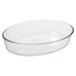 Plat en verre oval Borosilicate 30 x 21 cm avec couvercle bambou Atmosphera