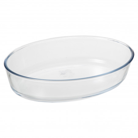 Plat en verre oval Borosilicate 30 x 21 cm avec couvercle bambou Atmosphera