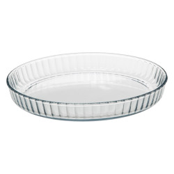 Plat à tarte en verre Borosilicate diamètre 27 cm avec couvercle bambou Atmosphera