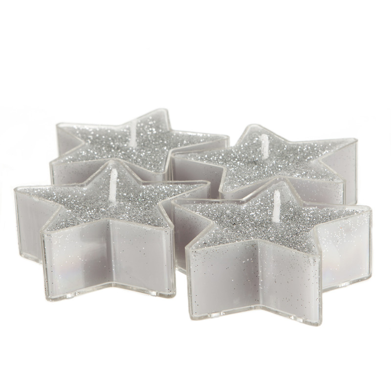 Lot de 4 Bougies Etoile chauffe plat pailleté "Spécial Fêtes" Atmosphera.