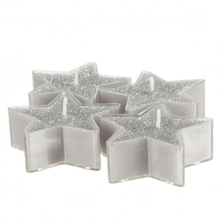 Lot de 4 Bougies Etoile chauffe plat pailleté "Spécial Fêtes" Atmosphera.