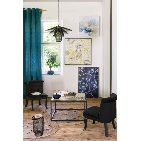 Table basse carrée Noire "Slow Time" en fer Atmosphera