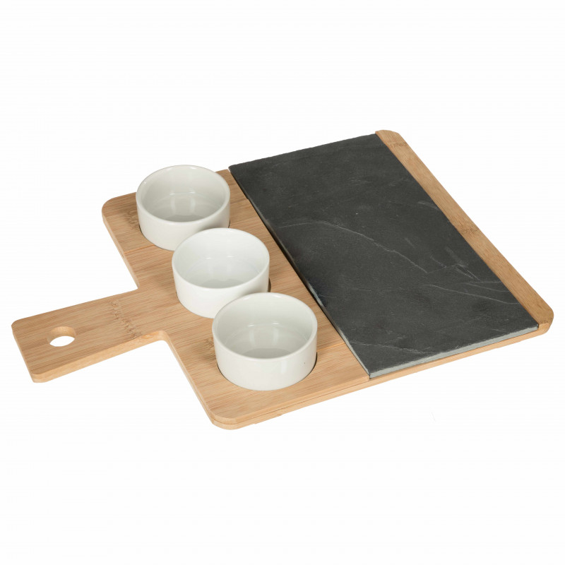 Ensemble dégustation apéritif 4 pièces Bambou & Ardoise Secret de Gourmet