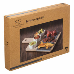 Ensemble dégustation apéritif 4 pièces Bambou & Ardoise Secret de Gourmet