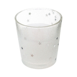 Bougie à paillettes photophore en verre "Spécial Fêtes" Atmosphera.
