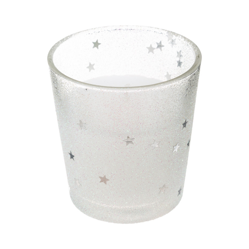 Bougie à paillettes photophore en verre "Spécial Fêtes" Atmosphera.