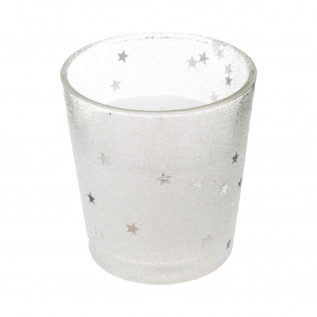 Bougie à paillettes photophore en verre "Spécial Fêtes" Atmosphera.