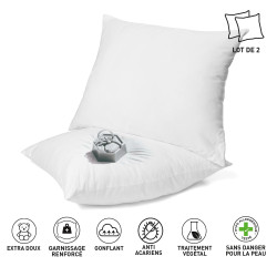Lot de 2 oreillers anti-acariens 60 x 60 cm PHYTOPURE