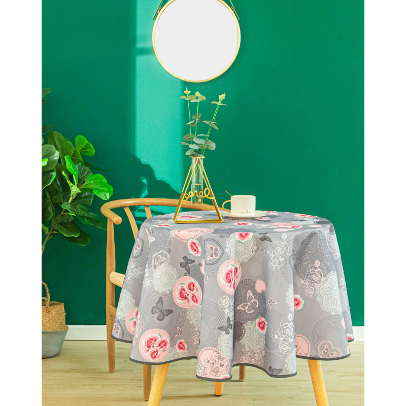Nappe anti tache ronde "Suzy" 160 cm (4 à 6 couverts)