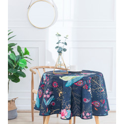 Nappe anti tache ronde "Colibri" 160 cm (4 à 6 couverts)