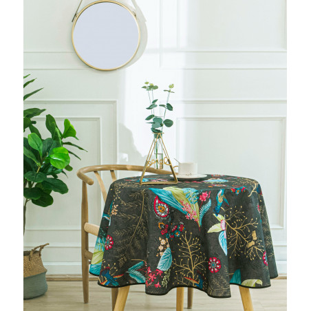 Nappe anti tache ronde "Colibri" 160 cm (4 à 6 couverts)