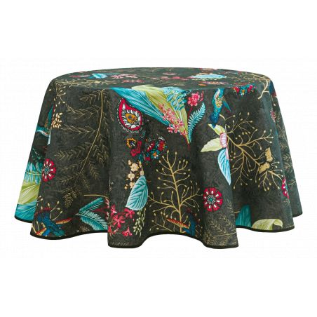 Nappe anti tache ronde "Colibri" 160 cm (4 à 6 couverts)