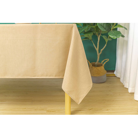 Nappe antitache unie beige rectangulaire 145 x 240 cm
