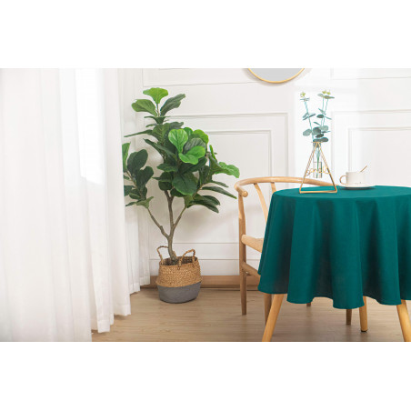 Nappe anti tache ronde bleu paon