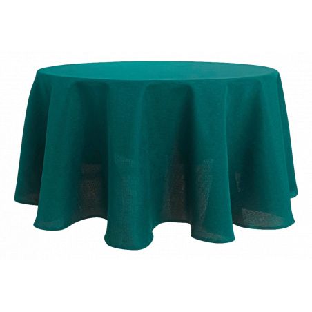 Nappe anti tache ronde bleu paon
